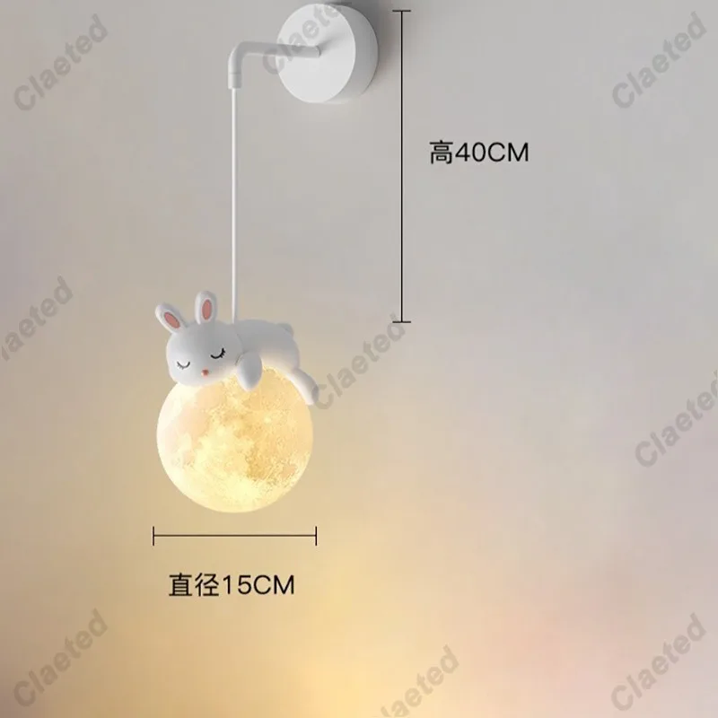 Creative Moon Cartoon Animal LED Pendant Light for Children and Babies Bedroom Bedside Lighting and Decorative Light Fixtures