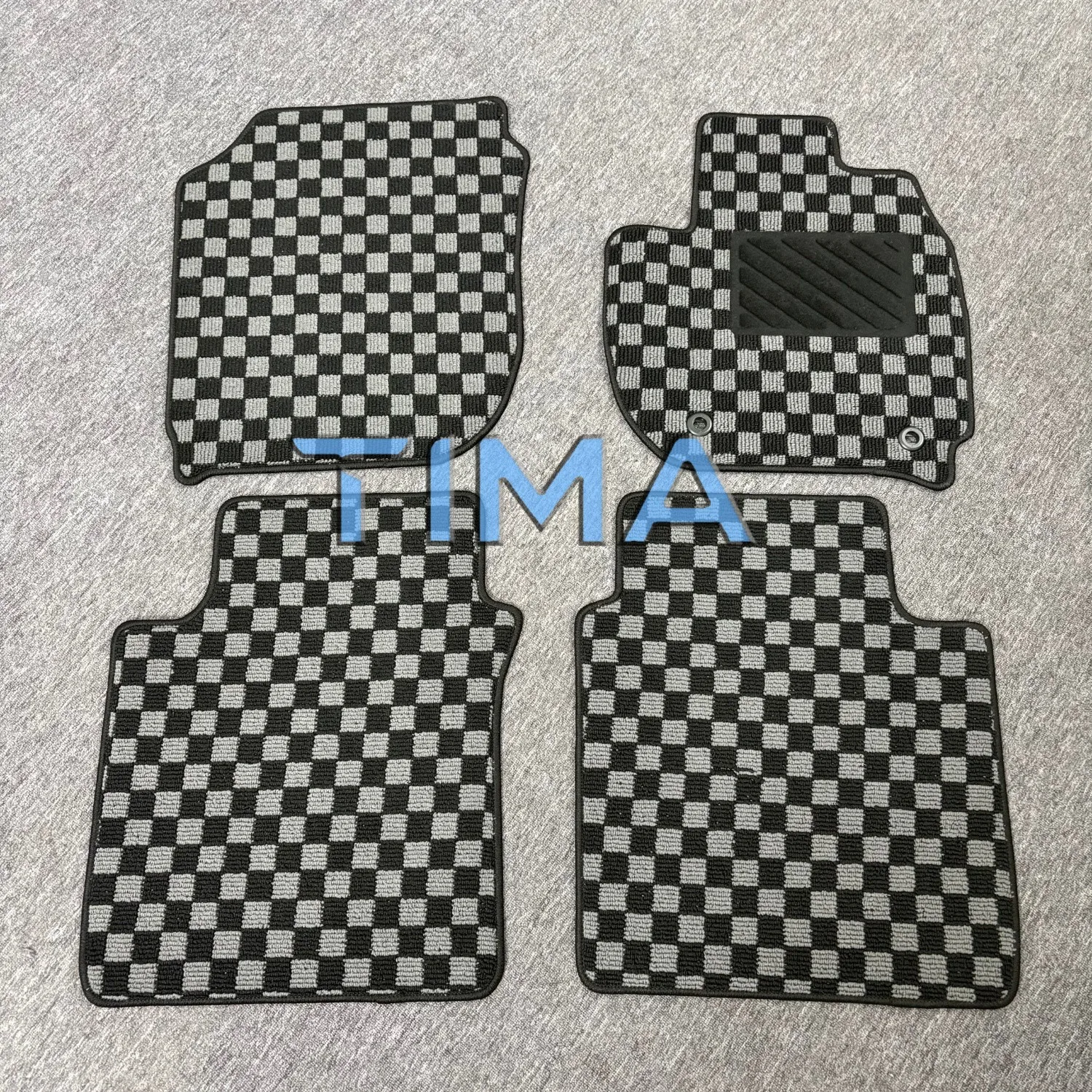 5PCS JDM Checkered Flag Carpet Floor Mats For 2014-2020 Honda Fit Right Hand Driveor(For：Honda)