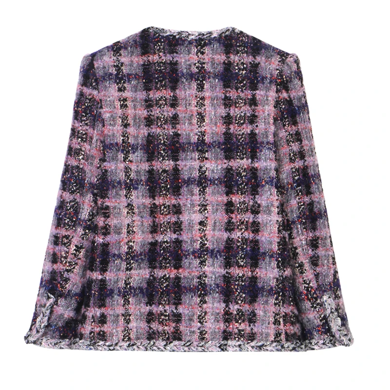 パープルミストウールジャケット,ミドル丈,エレガント,快適,不規則なデザイン,ミックス,ハイエンド,2020