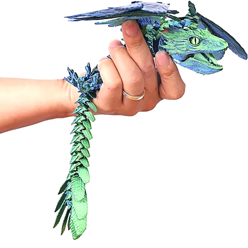1 szt. Pierzasty wyvern smok 3D wydrukowany smok przegubowy smok Fidget smok zabawki z nadrukiem 3D pulpit zwierzę