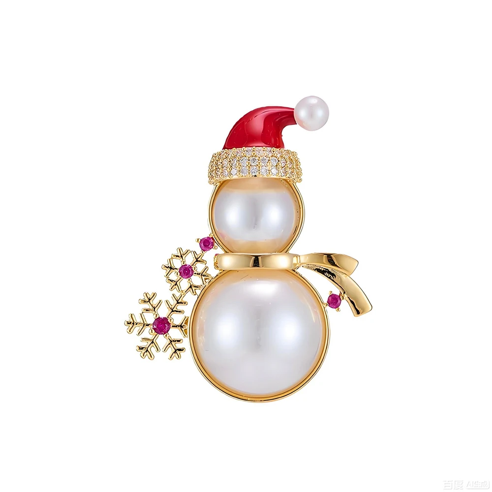 

Рождественская ювелирная брошь, легкая роскошная экологически чистая медная брошь с золотом и цирконием, инкрустированная Санта-Клаусом, снеговиком и жемчугом