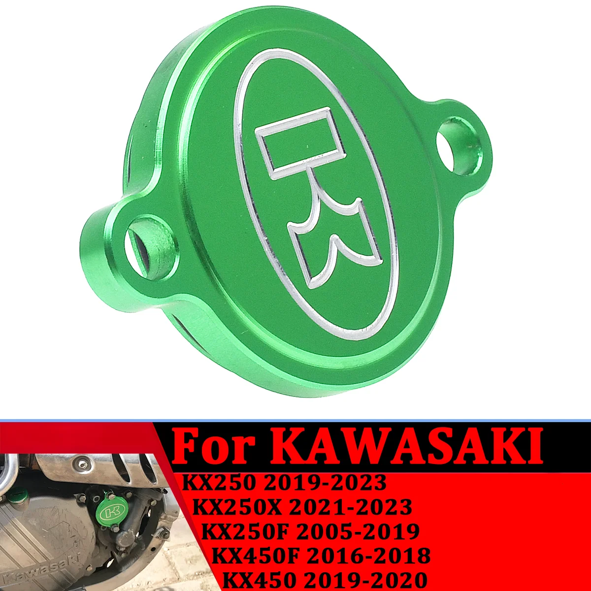 

For Kawasaki KX250 KX250X KX250F KX450F KX450 KX 250 250X 250F 450F 450 2005-2023 Dirt bike CNC Billet Oil Filteer Covers parts