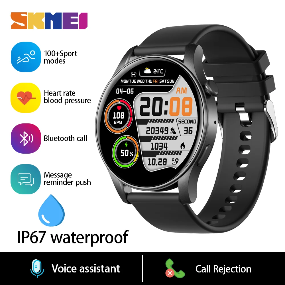 

SKMEI 2024 Smartwatch 1.43'' AMOLED Display 107 Sports Modes Voice Calling Smart Watch Men Women Military Fun Games Wristwatches