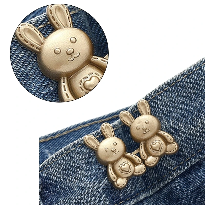 Rabbit Pant Pin Jean Button Pins Adjustable Waist Buckle  Button for Pant Rabbit Tighten Waist Button Pin No Sew