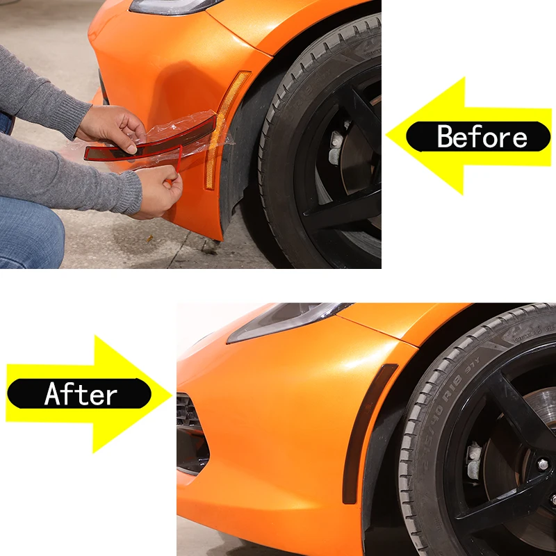 For 2014-2019 Chevrolet Corvette C7 Z06 Car front wheel rear wheel eyebrow reflective decorative strip sticker parts 2Pcs ABS