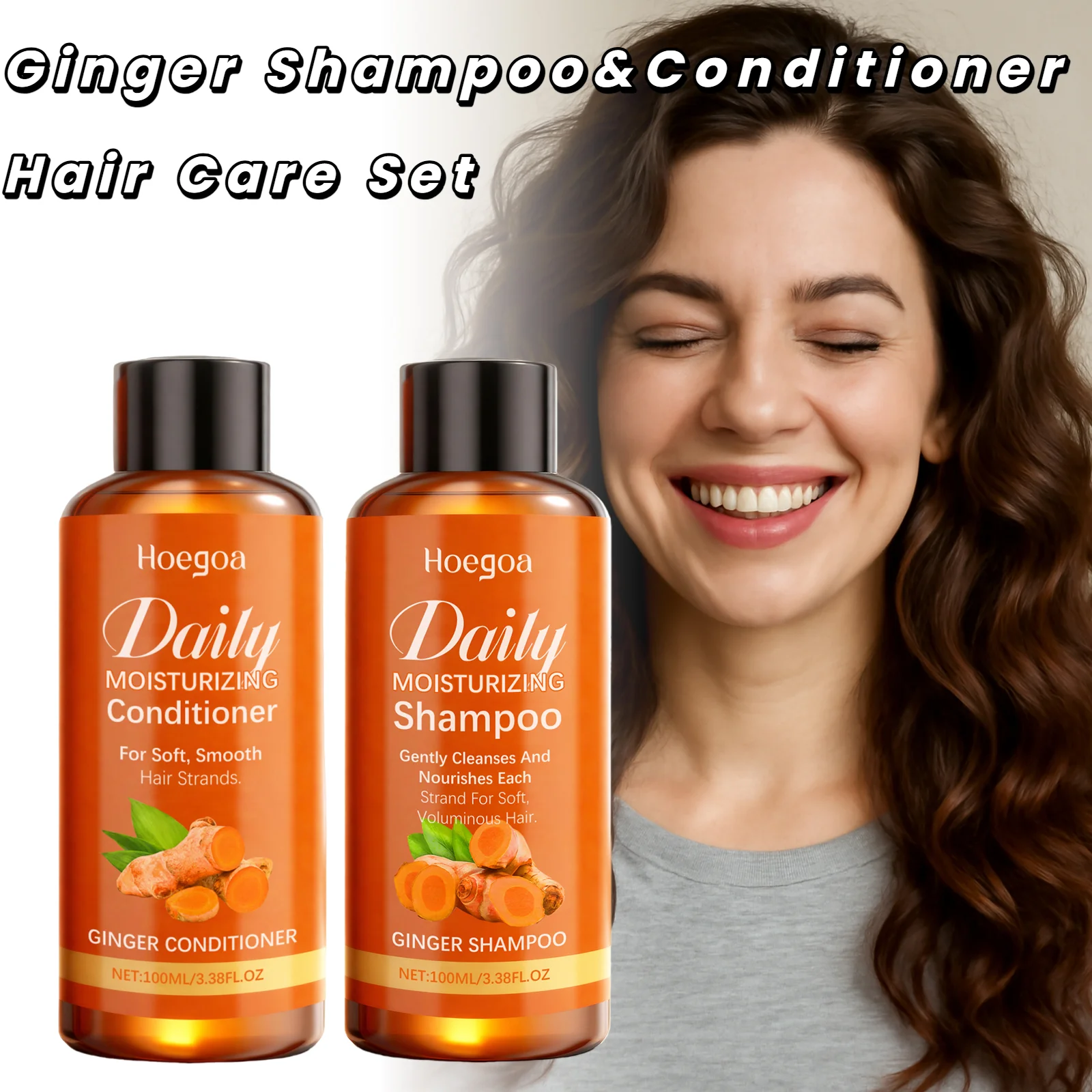Ginger Shampoo&Conditioner Hair Cleansing Care Set Anti-Dandruff Oil Control Refreshing Shampoo Smoothing Soften Soften HairCare