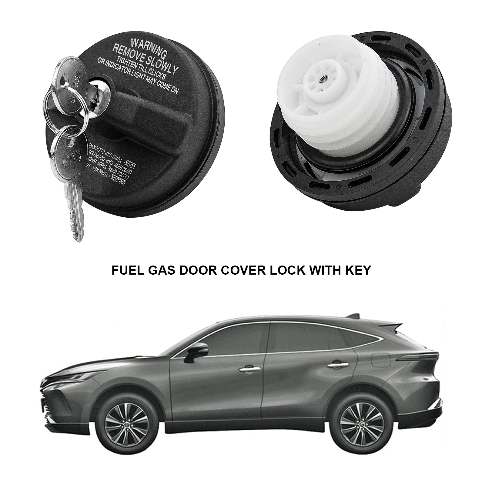 Gas Cap Locking Gas Fuel Tank Cap W/Keys for Chevy Toyota Tacoma Ford Nissan Honda GMC Infiniti Mazda Buick Cadillac 77300-47020