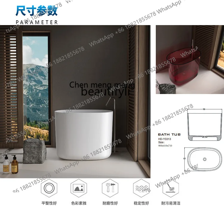 Resin crystal transparent bathtub color pure resin freestanding bathtub hotel bathtub factory wholesale