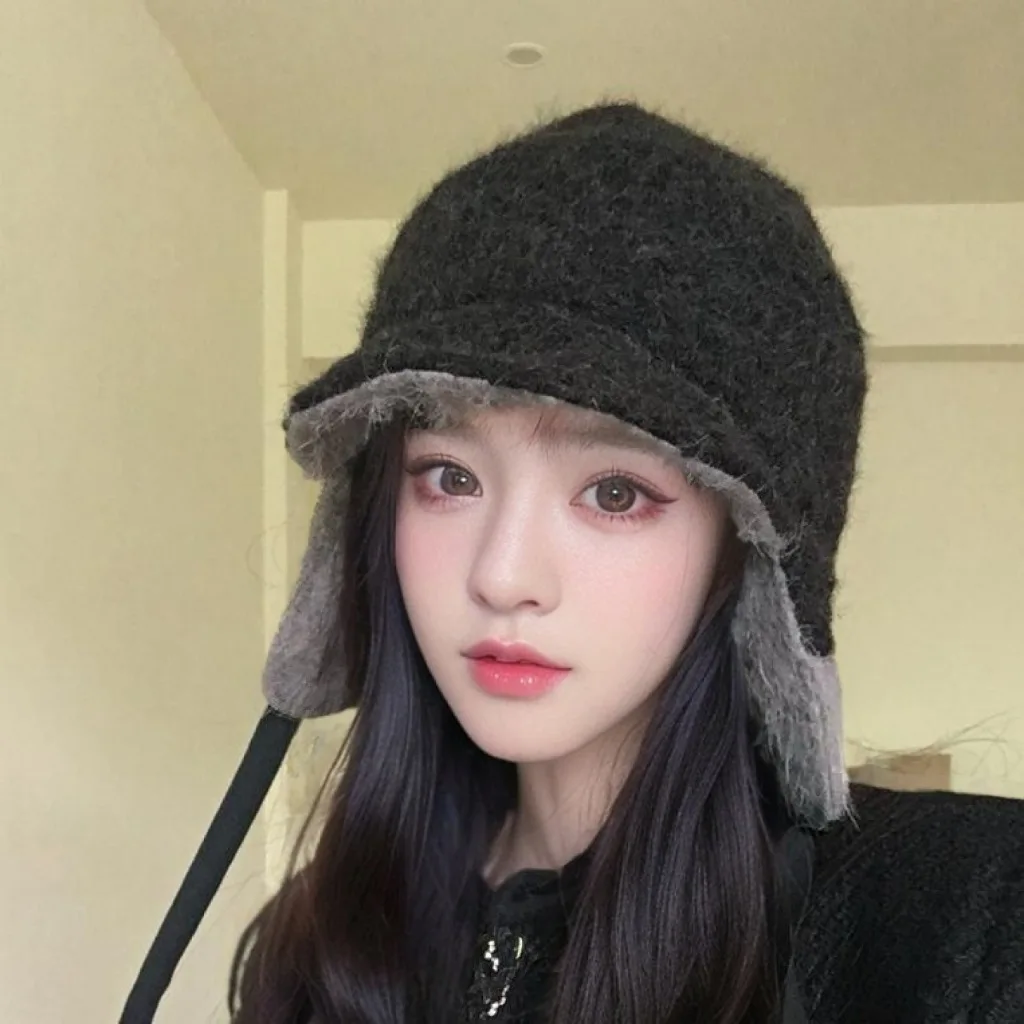 

Solid Color Versatile Peaked Cap Japanese Thickened Windproof Warm Hat Casual Fashion Hat