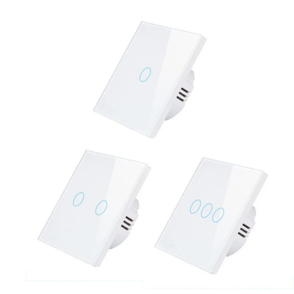 QNCX Wall Touch Switch EU US Standard Light Switches LED Crystal Glass Panel AC100-240V Sensor Switches 1/2/3 Gang Interruttore