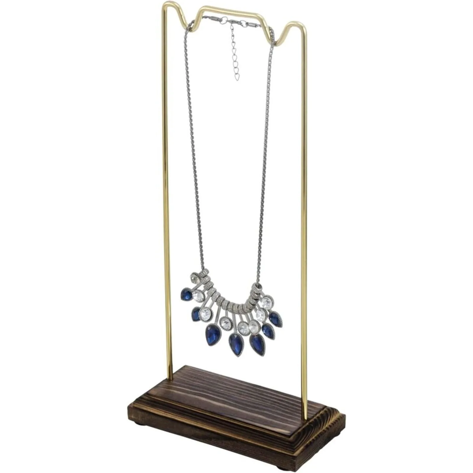 11 Inch Dark Brown and Brass Metal Tabletop Jewelry Holder Rack, Jewelry Tower United States