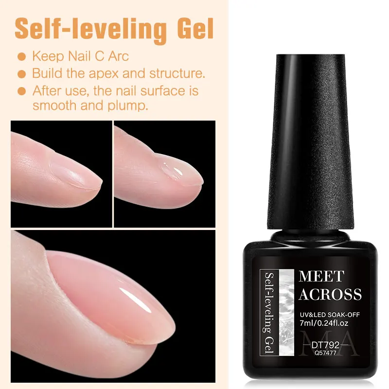 MEET ACROSS Self Leveling Gel ยาทาเล็บอเนกประสงค์เล็บฟังก์ชั่นเจลด้านล่างเคลือบเล็บกำจัดเจลแช่ยูวีเจล