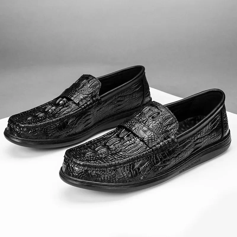 

Autumn and Winter New Loafers Men's Leather Driver's Shoes Soft Bottom Slip-on Lofter Business Leisure Moccasins