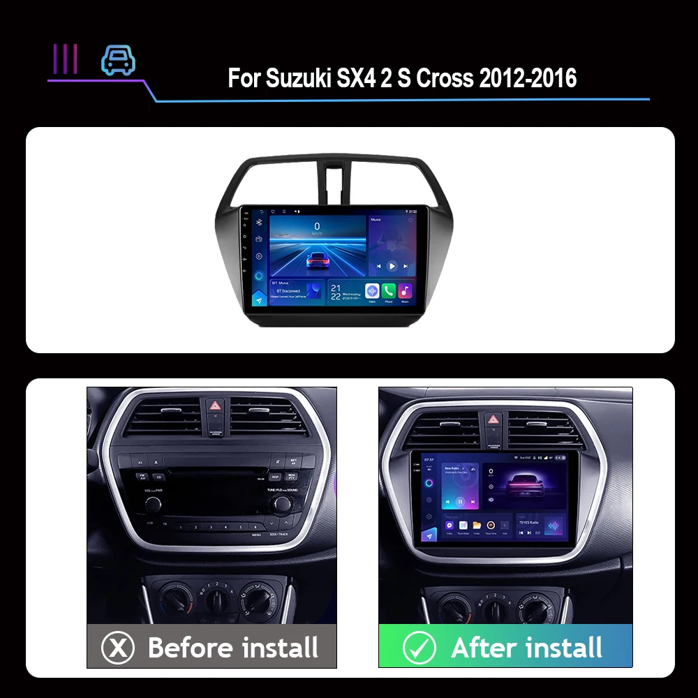 Android For Suzuki SX4 2 S Cross 2012-2016 Car Intelligent Systems Multimedia Video Player GPS DSP Car Stereo Radio 4G Carplay