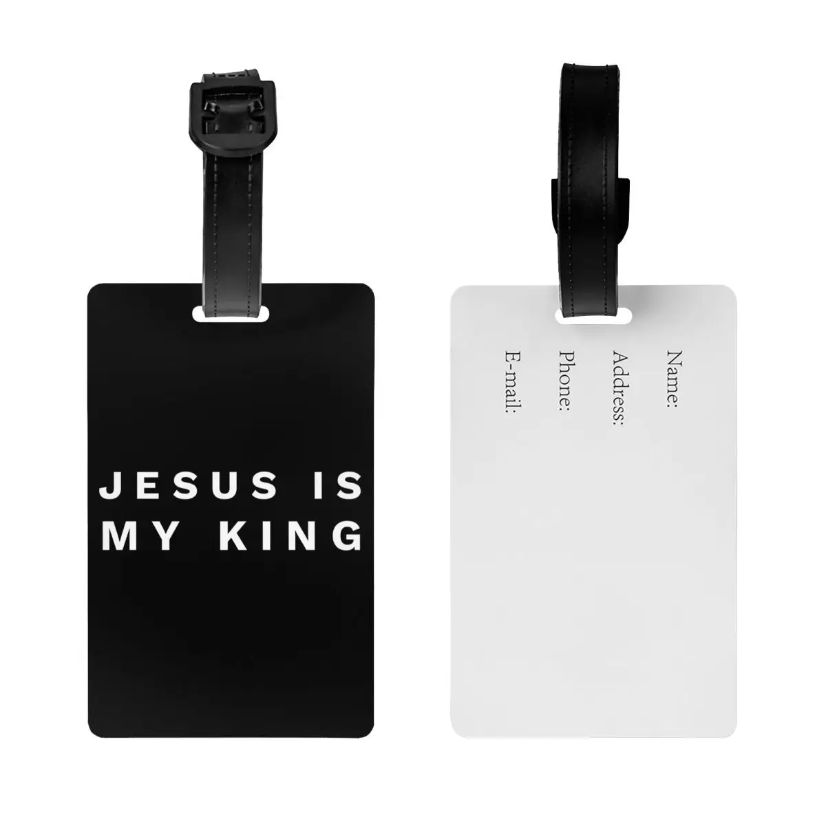 Custom Jesus Is My King Luggage Tag Privacy Protection Catholic Christian Faith Baggage Tags Travel Bag Labels Suitcase