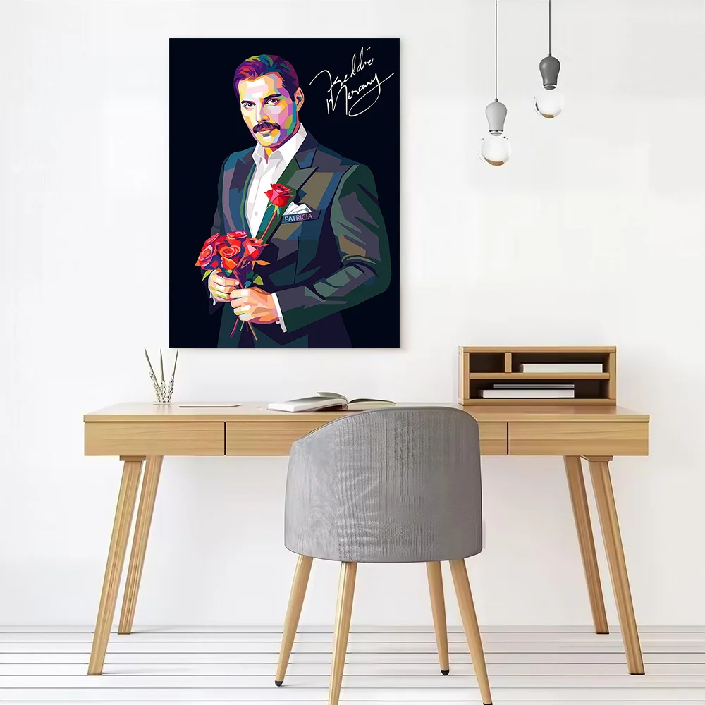 Freddie Mercury Wpap Art Canvas Wall Arts Poster Customizable Pictures Printing for Room Wand Deko Modern Home Decorations Mural