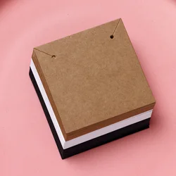 Display Cartões para Colar Brincos, Porta Jóias, Papelão, Embalagens para Pequenas Empresas, Branco, Marrom, Preto, 50Pcs, 6.5x6.5cm