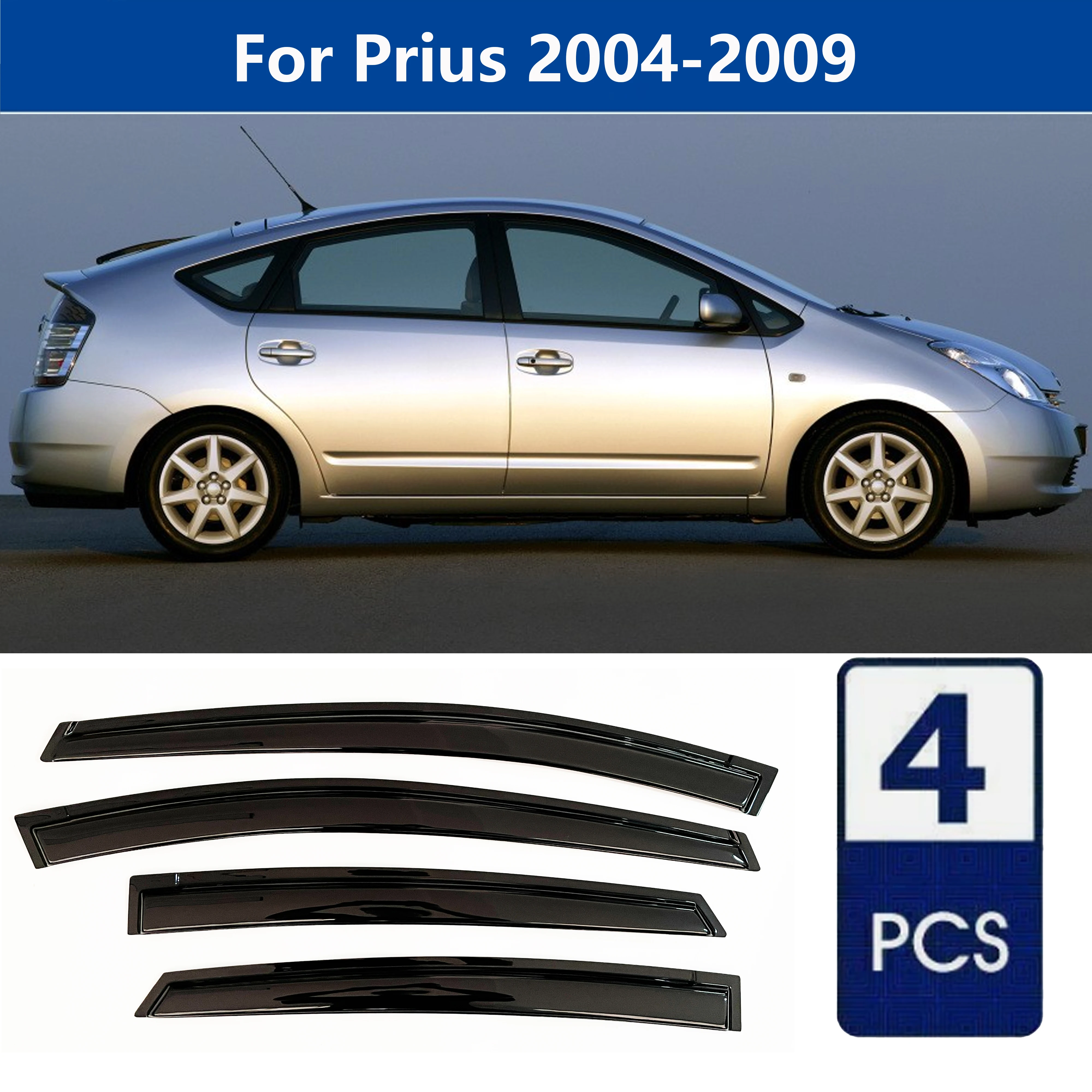 

AIBAP High-Quality 4pcs 1.8mm Car Windows Visor For Prius 2004-2009 window visors rain guards rain guard Sun Rain Visors