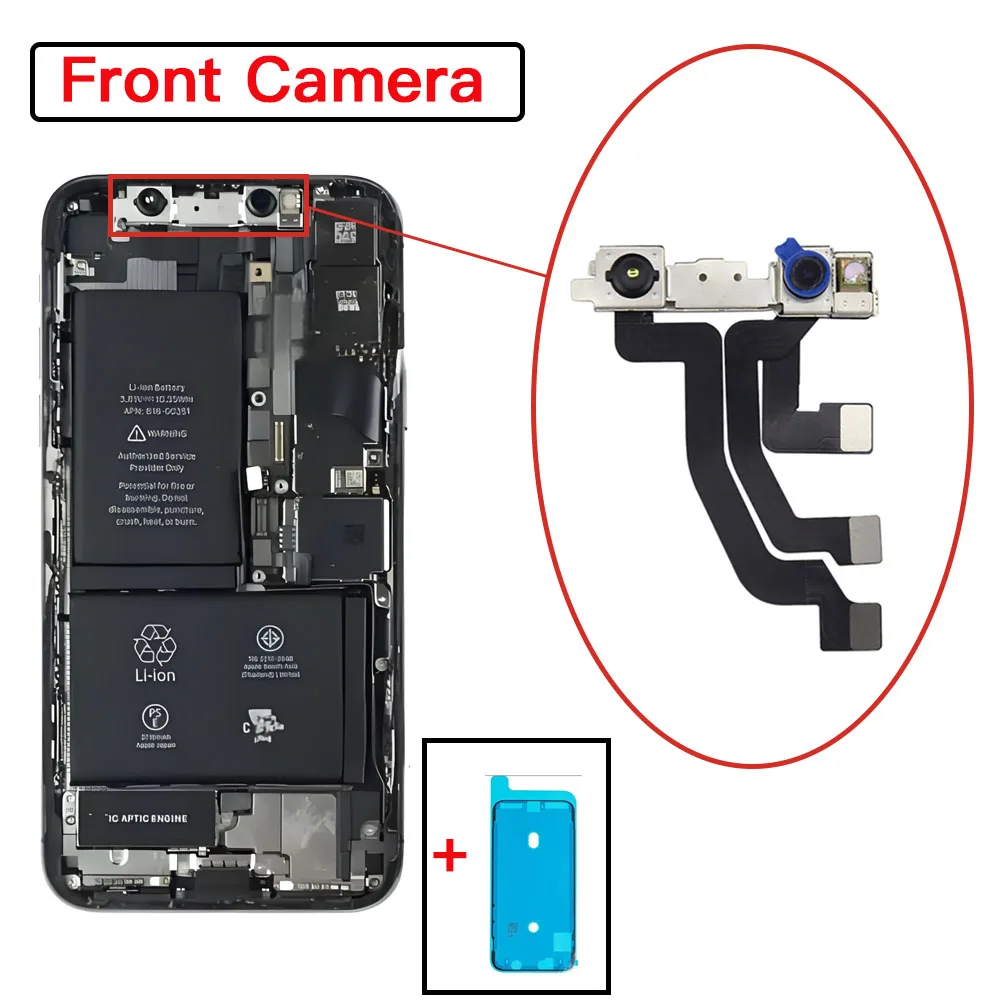 Front Camera Flex Cable For iPhone 7 8 Plus X XR XS 11 12 Pro Max Replacement No Face ID + Waterproof Tape