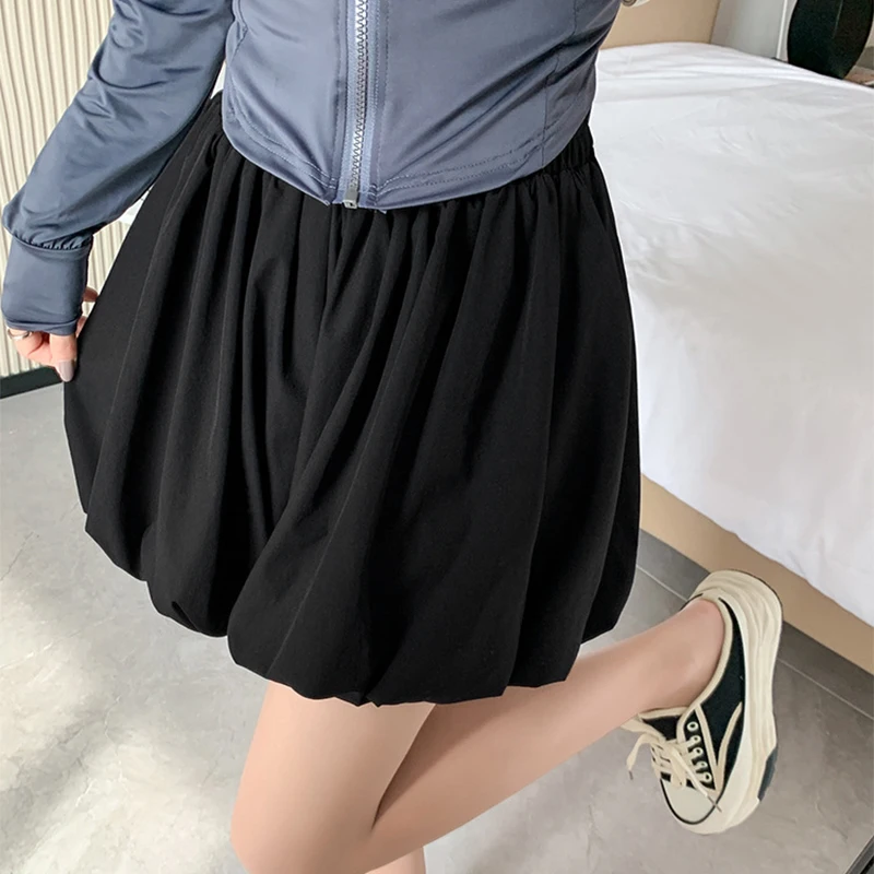 Korean Fashion Women Balloon Skirt Shorts Summer New High Waist Loose Wide Leg Three Points Pants Casual All-Match Slim Shorts