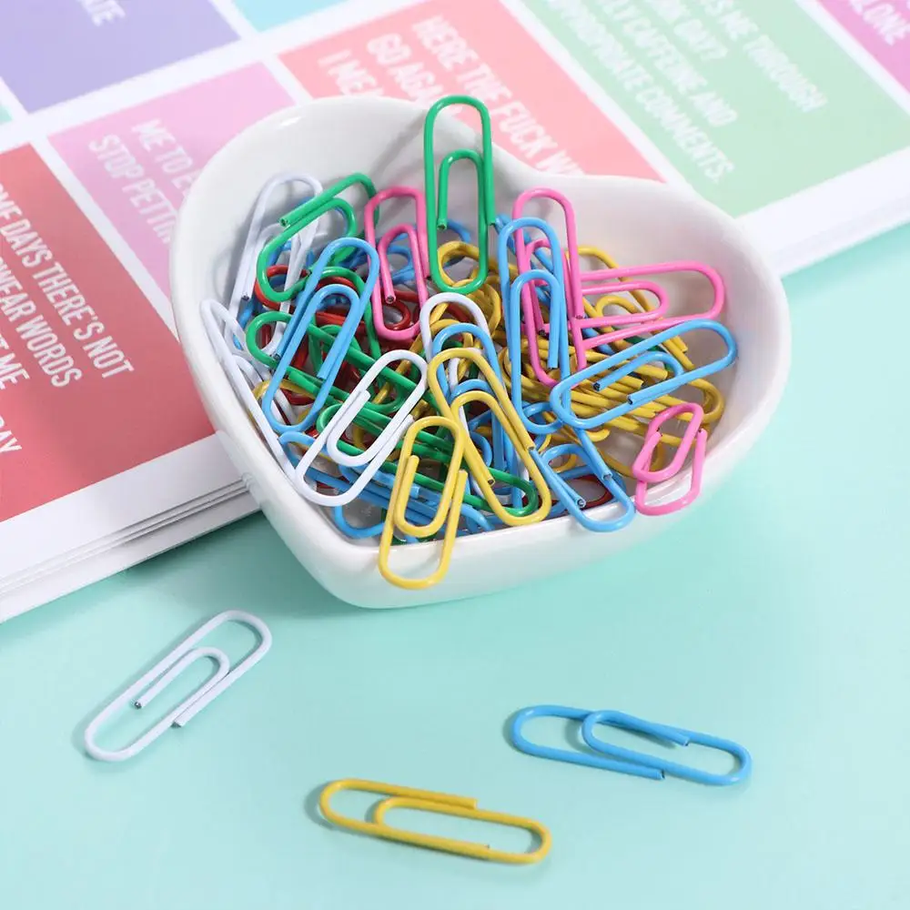 50PCS Mini Creative Metal Paper Clips Colored Alloy Bookmark Clip Binding Binder Clamps Binding