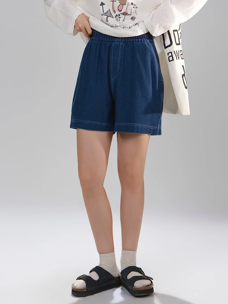 

High Waist A-Line Short Denim Skirt Vintage Color Block Stitching Japanese Style Summer Casual Pants for Women Cotton Blend