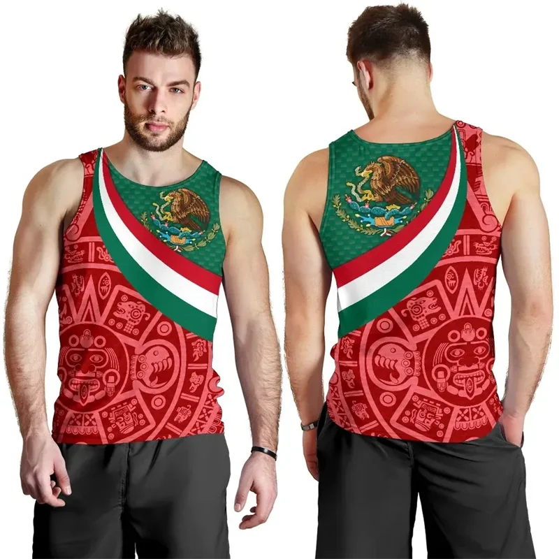 

Mexico Eagle 3D Print Men's Tank Top Fashion Casual Sleeveless Shirts Summer Loose Breathable Man Vest Street Trend Gym Clothing