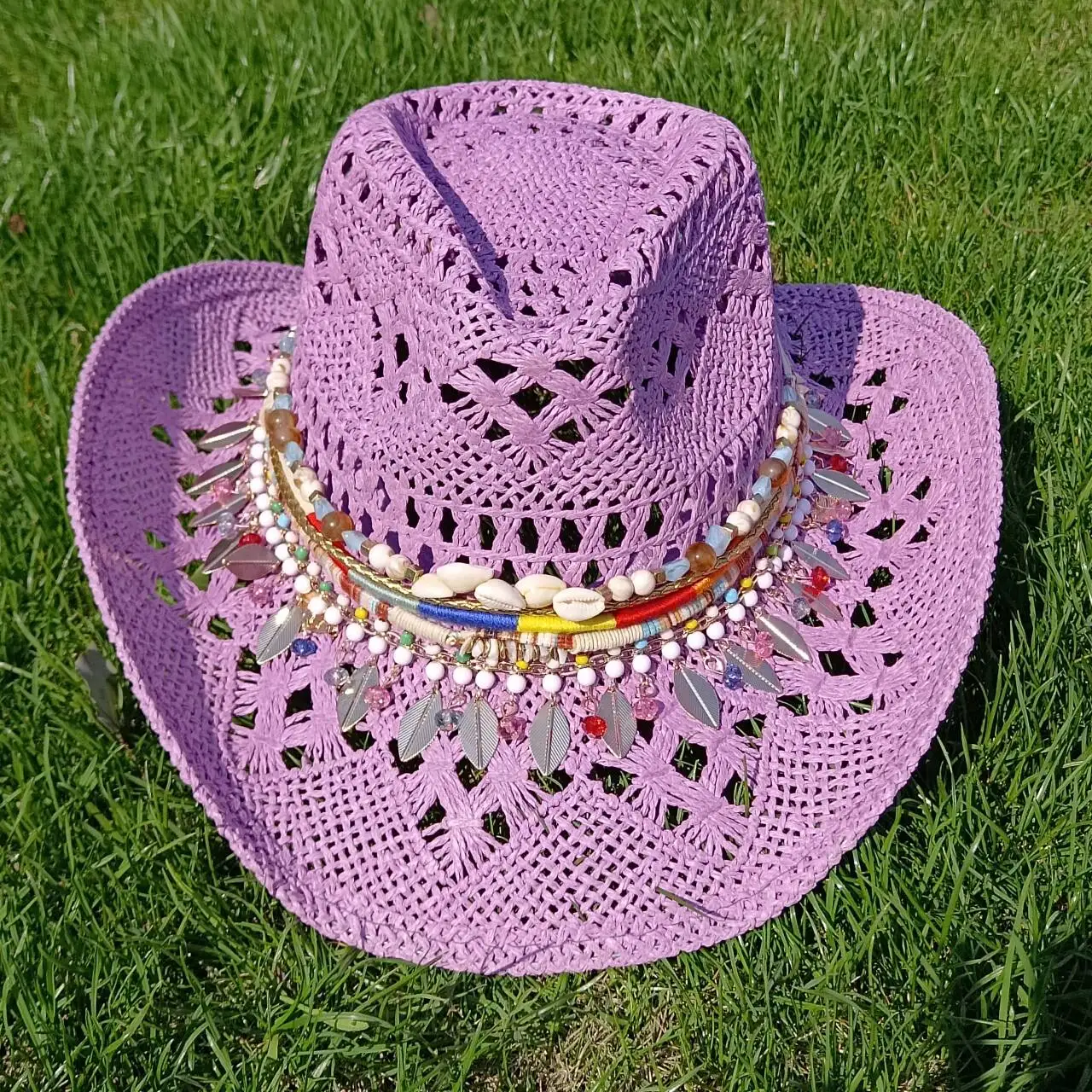 

Melesh Western Bohemian style women's cowboy hat straw cowboy hat plasticity strong sun protection beach western cowboy hat모자 여성