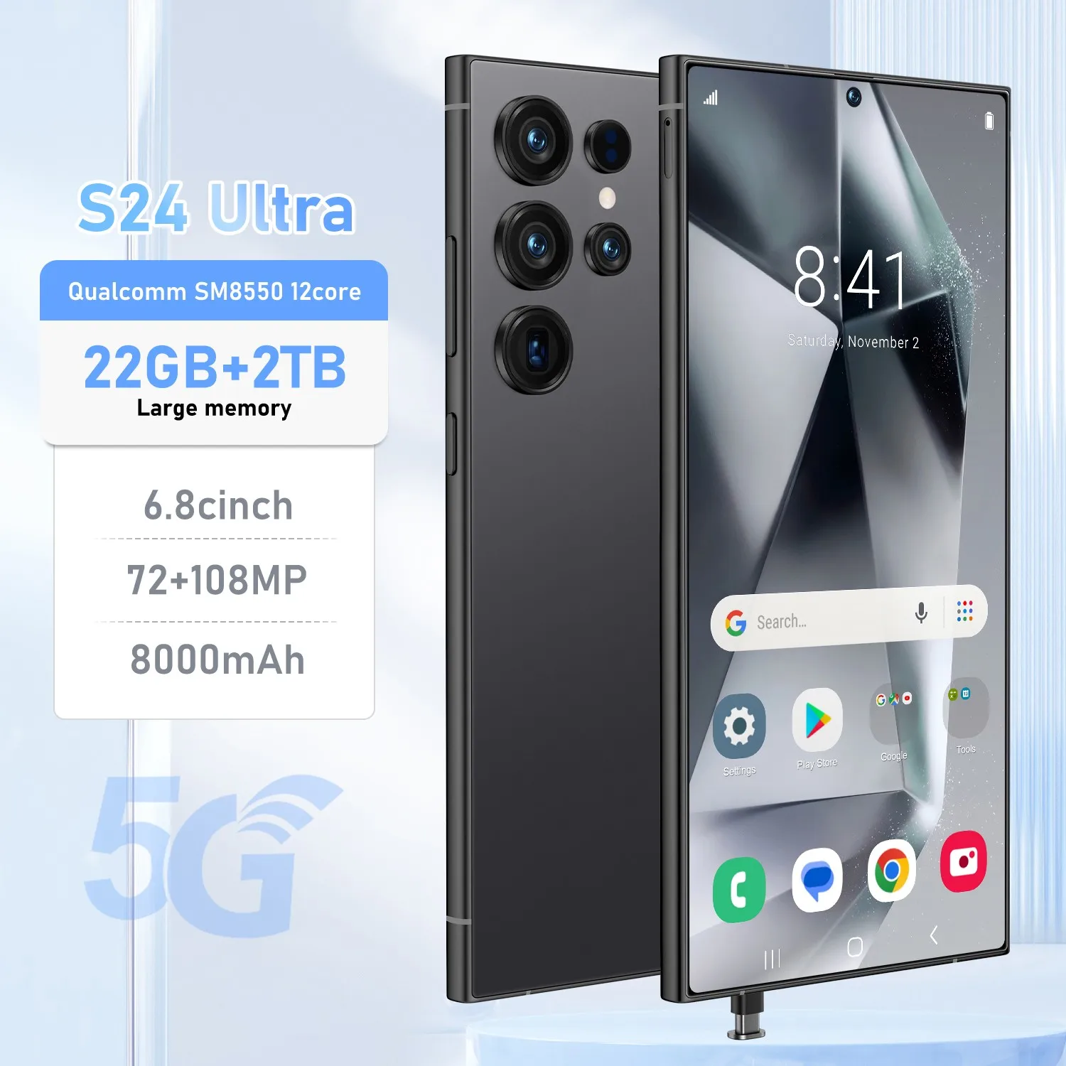 2025 New S24 Ultra Smartphone 5G Android 6.8 inch display 108 million pixel camera 8000mAh batteries dual SIM original cellphone