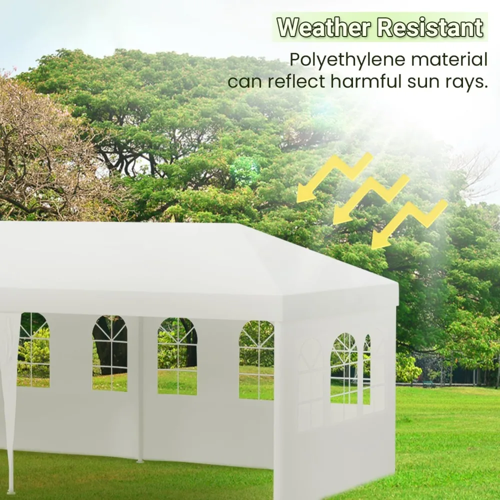 Imagem -04 - Outdoor White Folding Gazebo Wedding Party Tent Canopy Tent com Paredes Laterais Removíveis Toldo Shade Supplies 10x20