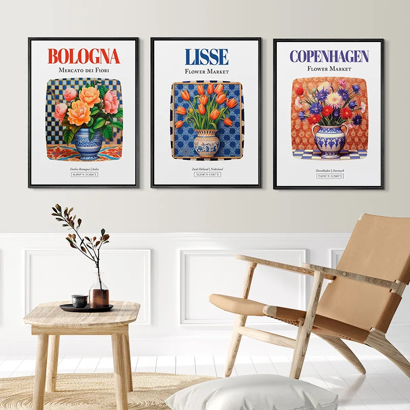 Athens Flower Market Barcelona Flores Color Potting Poster Print Wall Art Pictures Canvas Painting Room Bedroom Home Decor Gift
