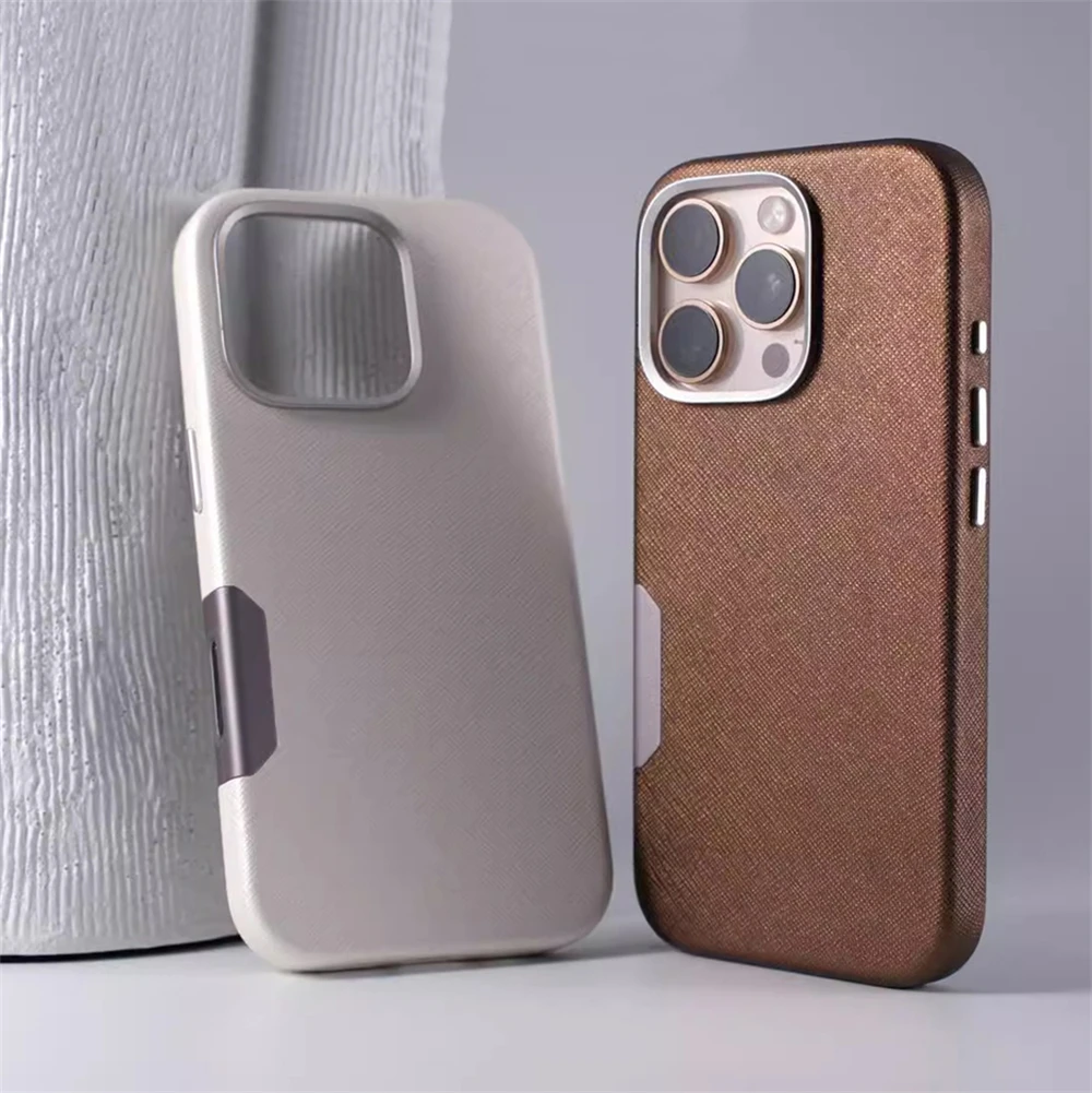 

Роскошный деловой кожаный магнитный чехол для iPhone 16, 15, 14 Pro Max Magsafe, беспроводная зарядка 16, крышка кнопки управления камерой