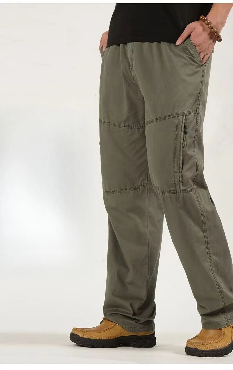 2026 Neue Herren Cargo-Hose aus Reiner Baumwolle Herbst Baggy Gerades Bein Multi-Taschen Arbeitshose Lässige Lange Hose Übergröße M-6XL – Detail 5