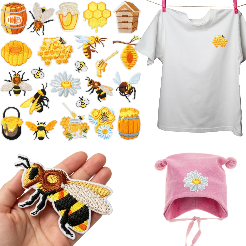 

Cartoon Bee Embroidered Patch DIY Backpack Bag Hat Jeans Craft Iron on Patches Decor Repair Accessories Sewing Applique Sticker