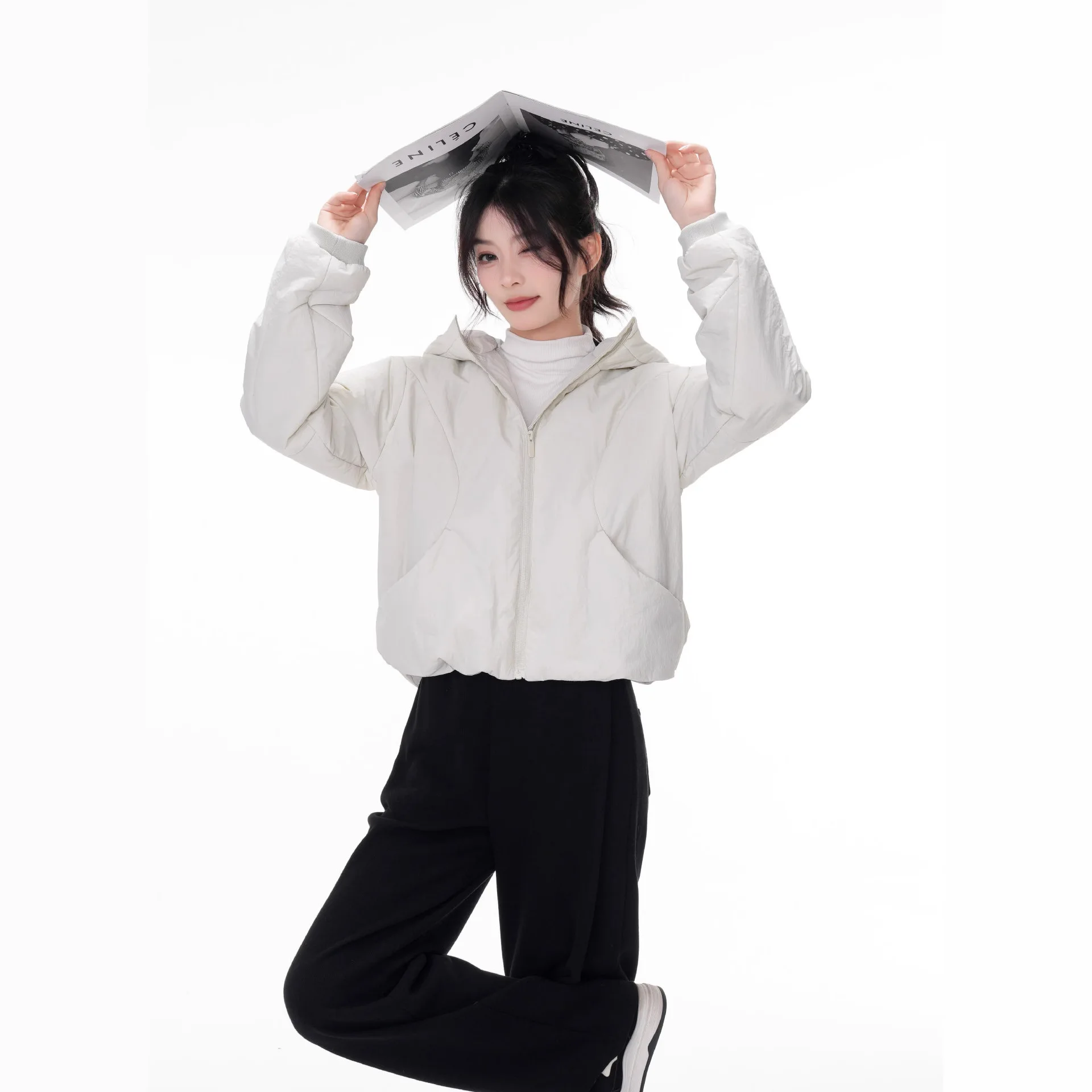 Giacca trapuntata con cappuccio casual antivento per yoga fitness all'aperto di alta qualità pronta per la spedizione