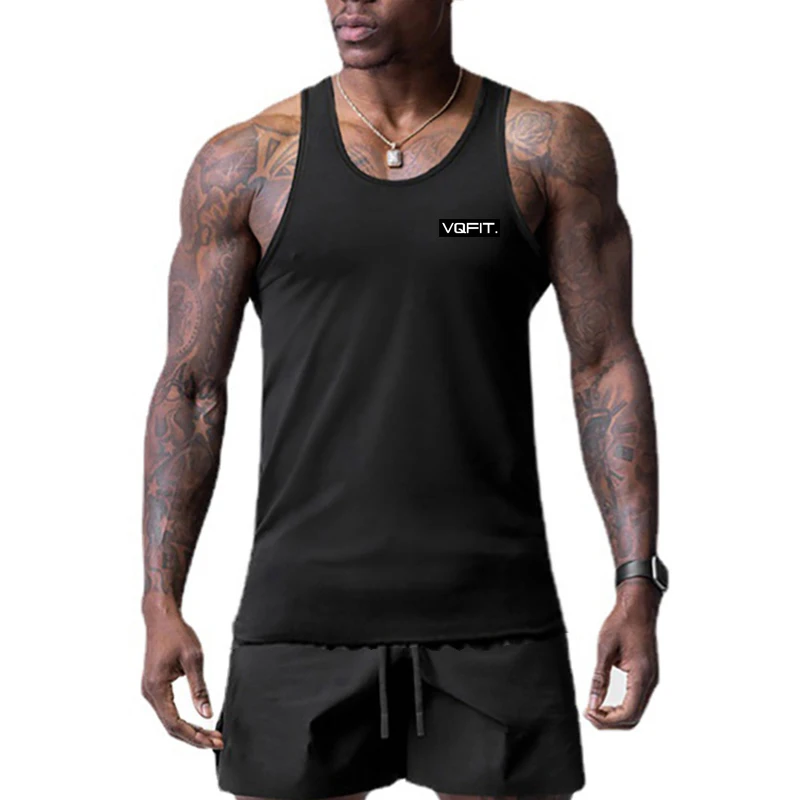 

FITNESS SHARK Mens Slim Fitting Quick Drying Sleeveless T-shirt Exercise Breathable Running Tank Top