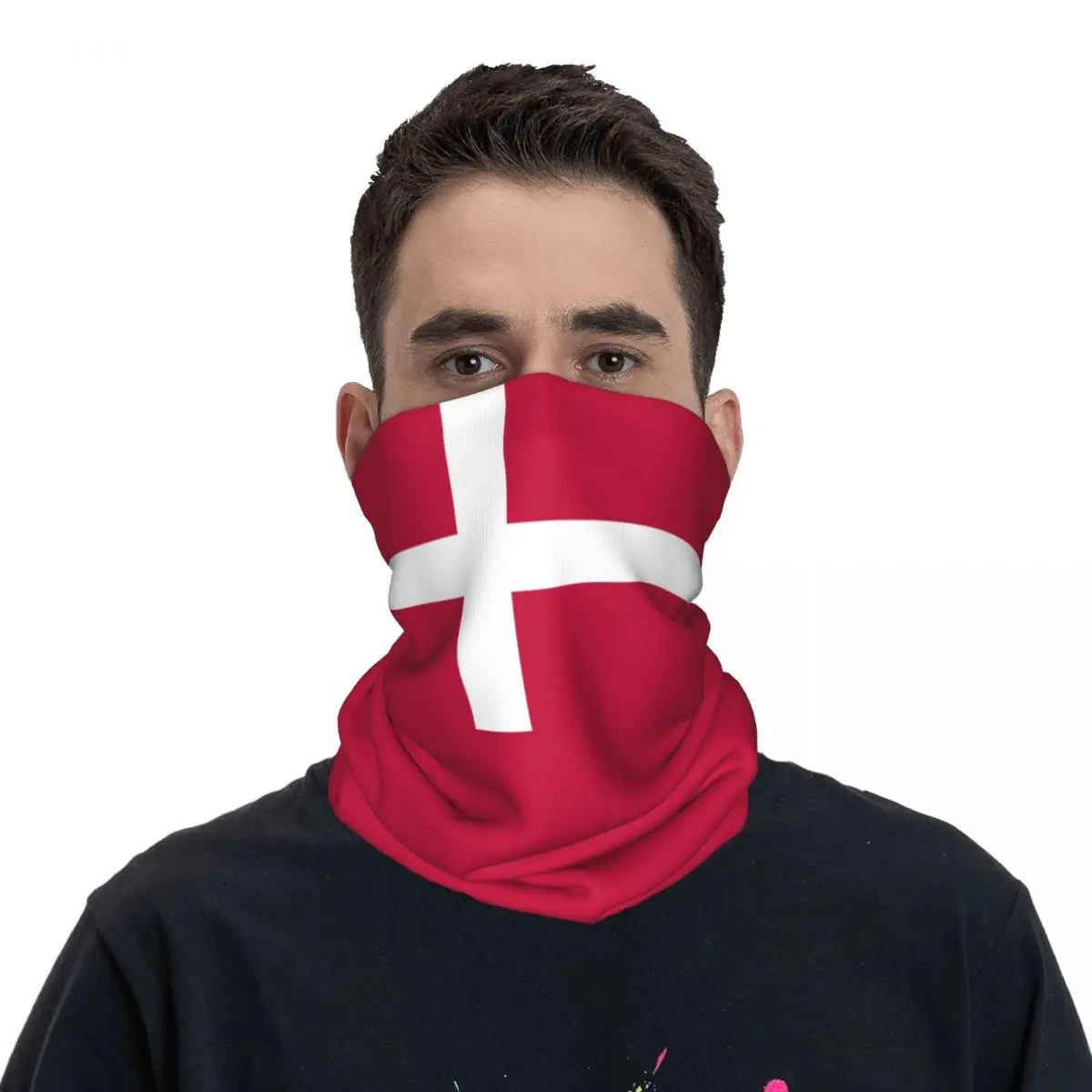 Denmark Flag Accessories Neck Gaiter Motocross Motorsports Wrap Scarf Multi Use Riding Headband