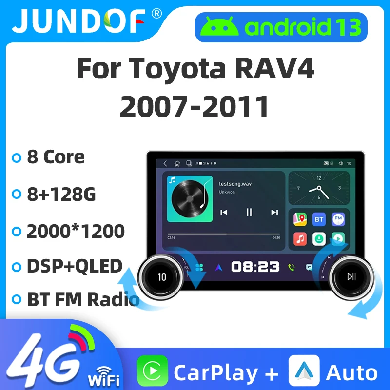 

11.8" 2K QLED 8+128G Android 13 For Toyota RAV4 2006-2012 Car Radio Multimedia Player AI Voice Control Navigation GPS Carplay