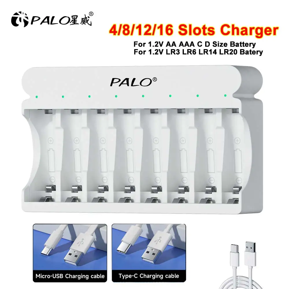 4/8/12/16 Slot Battery Charger with LCD Display Smart Intelligent for AA/AAA NiCd NiMh Rechargeable Batteries aa aaa Charger