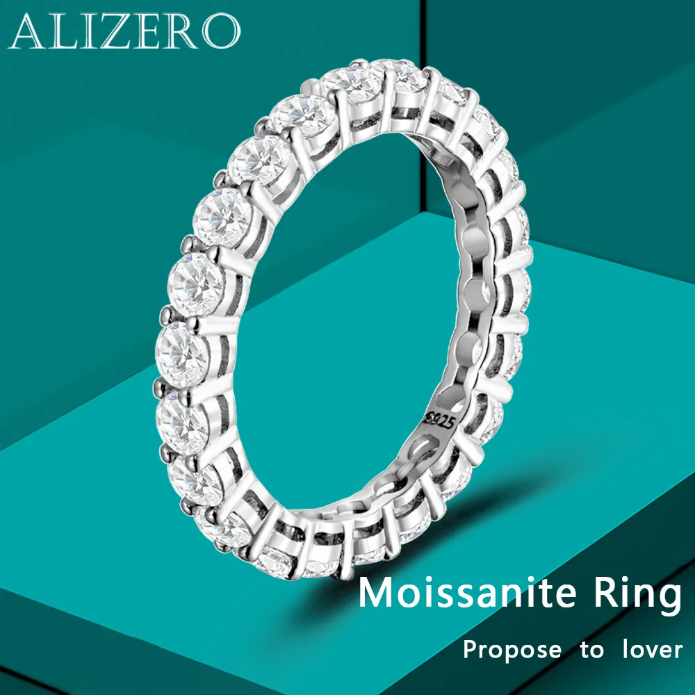 ALIZERO 3mm 2.2ct D Color Moissanite Ring For Women Men 925 Sterling Sliver 18k White Gold Rings Engagement Band Fine Jewelry