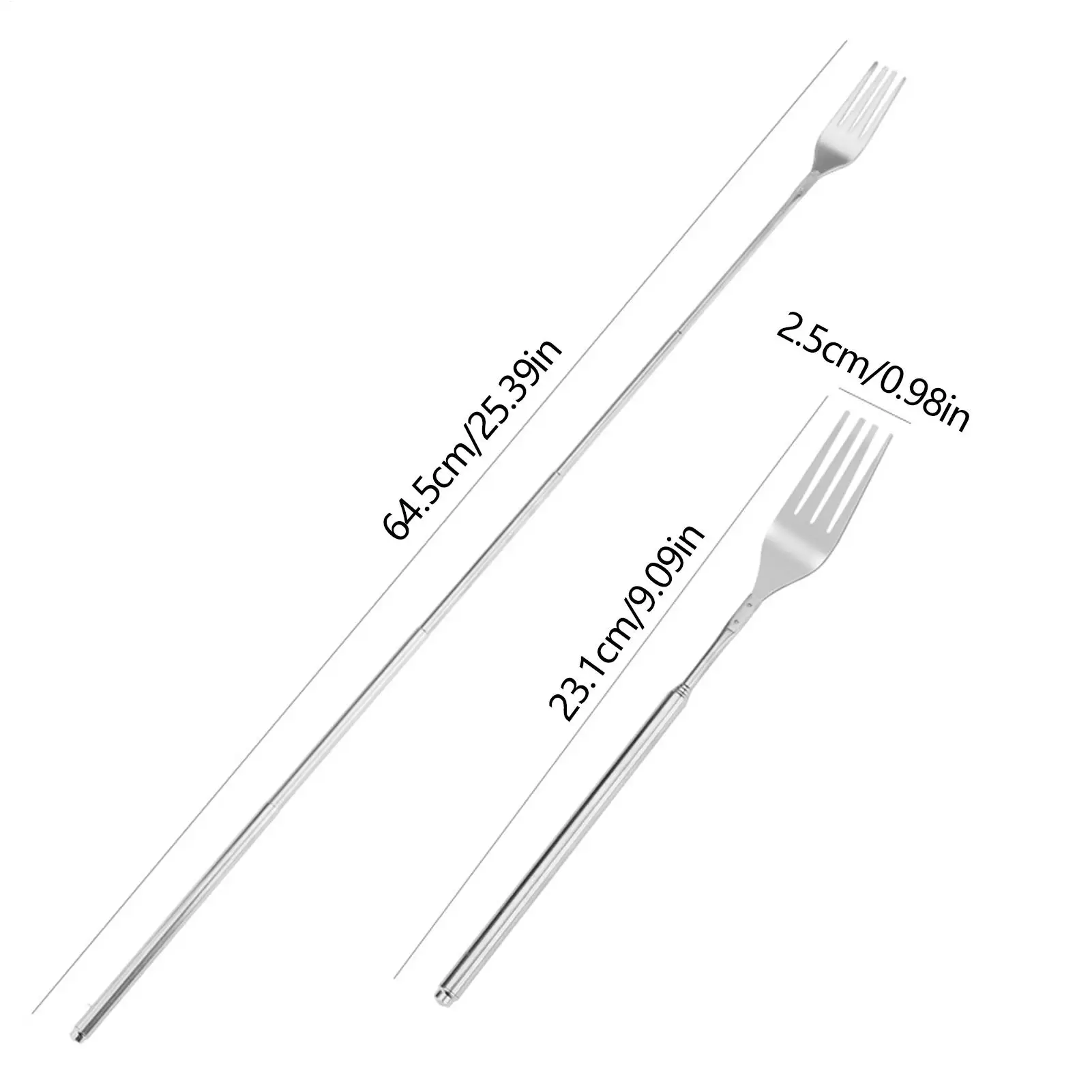 تصغير شوكة الفولاذ المقاوم للصدأ عدم الانزلاق مقبض طويل المعادن تمديد شوكة أواني الأكل للمنزل مكتب المدرسة عشاء الغداء #6