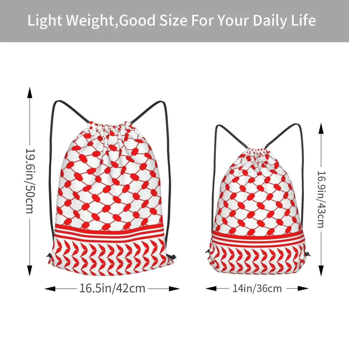 Red Kufiya Middle Eastern Backpacks Multi-function Drawstring Bundle Pocket Sports Bag Book Bags for Man Woman Students