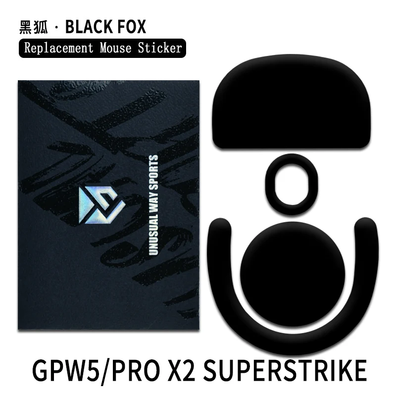 UnusualWaySports Muis Skates Voetjes G Pro X Superlight 2 Gebogen Oppervlak PTFE Anti-Instort Magic Ice Zwart Zilvervos GPX2 GPW5