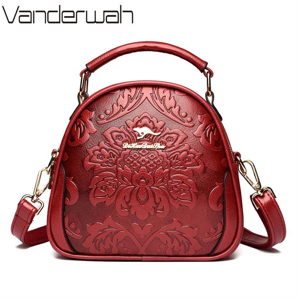 Flower Printed Crossbody Bags 2024 Fashion 2 Layers Trendy Handbags Luxury Women Designer High Quality PU Leather Shoulder Bags