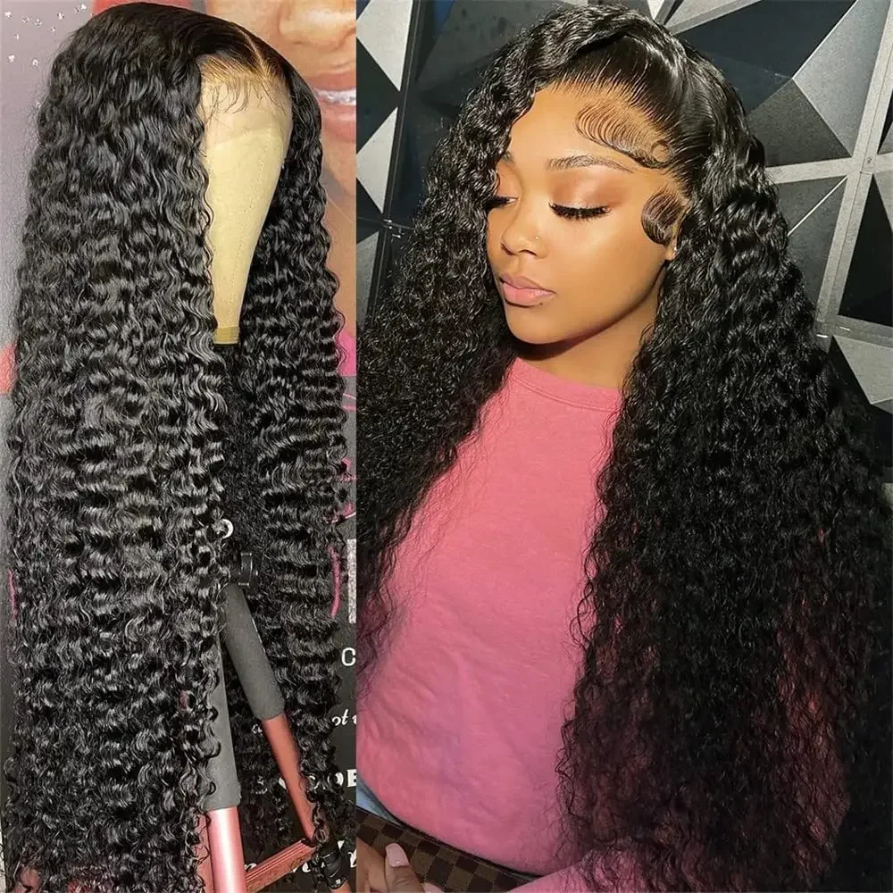 Deep Wave Brazilian 13x6 Water Curly Remy Lace Front Wigs 13x4 Lace Frontal Human Hair Wigs 40Inch Preplucked For Women On Sale