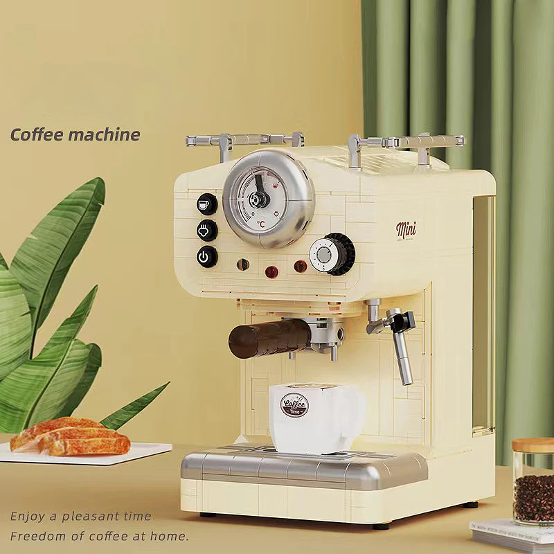 678PCS Creative Series Classic Coffee Maker Building Blocks Automatic Drink Machine Model Bricks Toys Gift For Children Kids