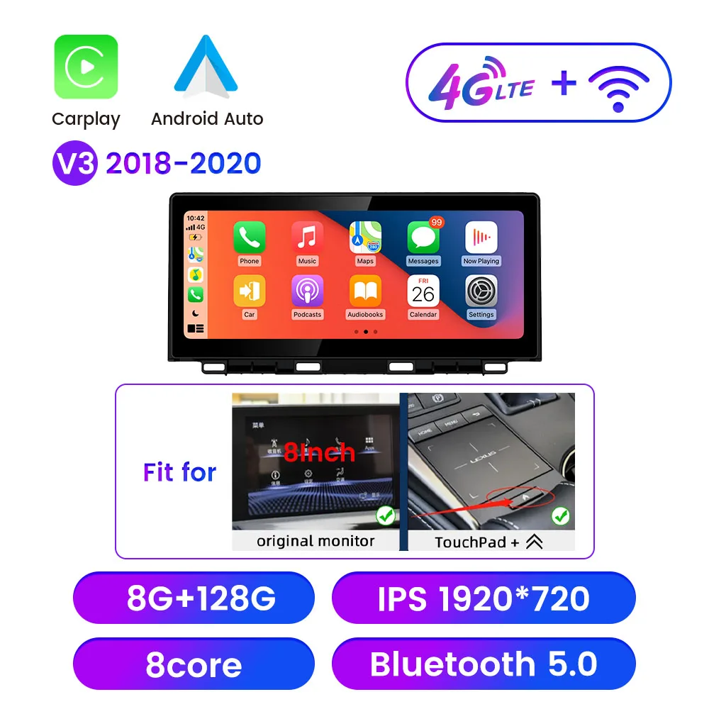 10.25 Inch Android Autoradio Voor Lexus NX NX200 NX200T 300h 2014-2020 Gps-navigatie Multimedia Speler Carplay Android auto Ips