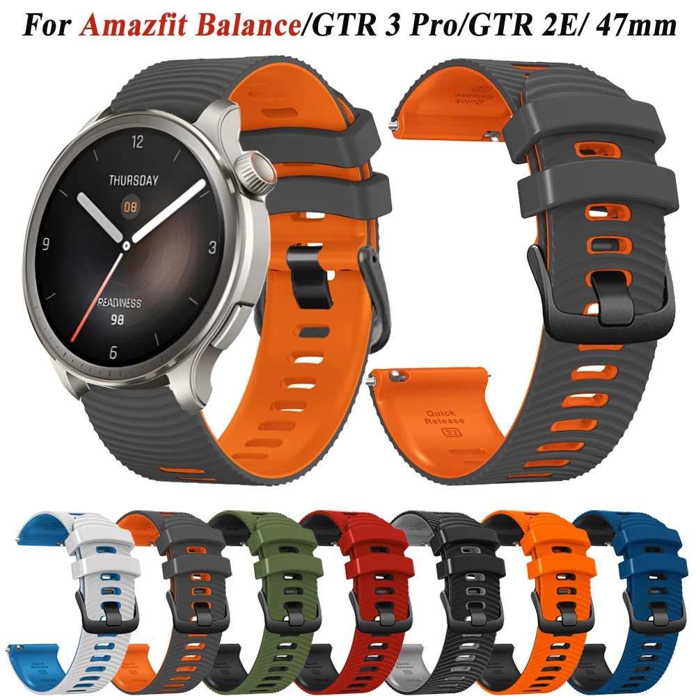 Silicone Watch Strap For Amazfit Balance Smartwatch Band For Huami Amazfit GTR 4 3 Pro/GTR 2E/47mm Bracelet Watchbands 22mm Belt