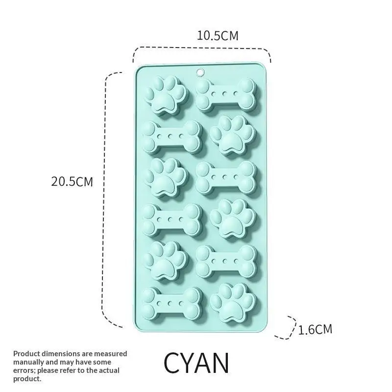 Non-Stick Silicone Dog Biscuit Mold 1Pcs Paw Bone Design Pink/Blue BPA Free for Homemade Pet Treat Baking view 6