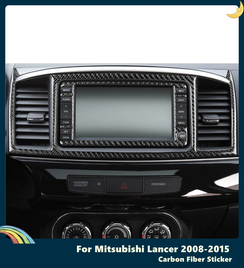 

Car Navigation System Display Cover Trim Frame Carbon Fiber Sticker For Mitsubishi Lancer 2008-2015 Styling Accessories